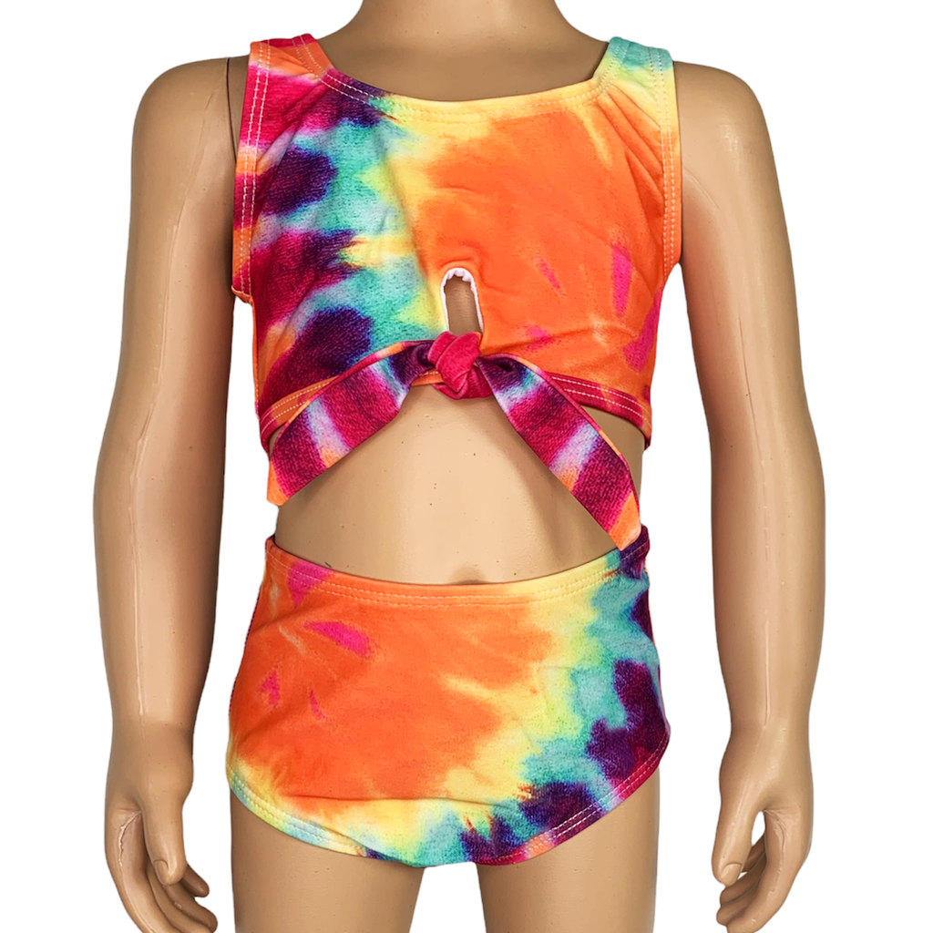 AL Limited Girls 2 piece Tie Dye Tankini Swimsuit Swirl Rainbow