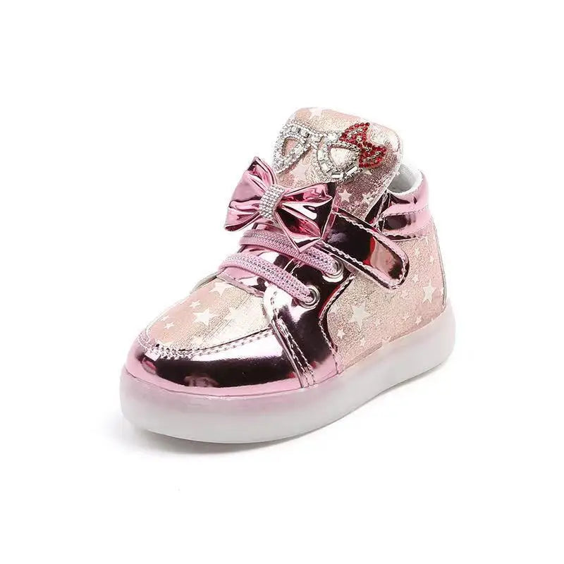 2024 Baby Girls LED Light Sneakers Children Cute Glowing Princess