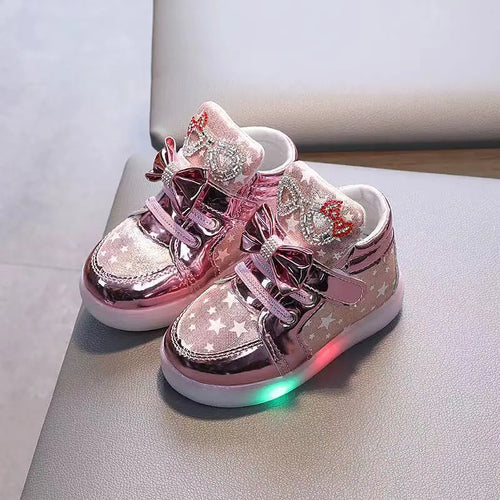 2024 Baby Girls LED Light Sneakers Children Cute Glowing Princess