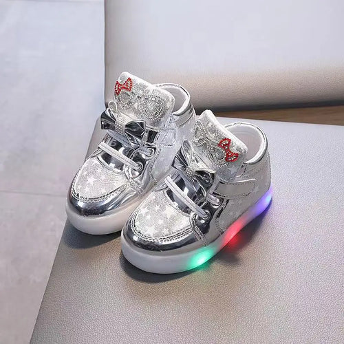 2024 Baby Girls LED Light Sneakers Children Cute Glowing Princess